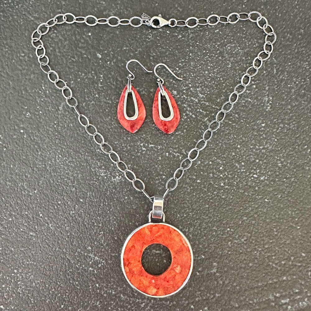 Silpada Sterling Silver & Coral Jewelry Set